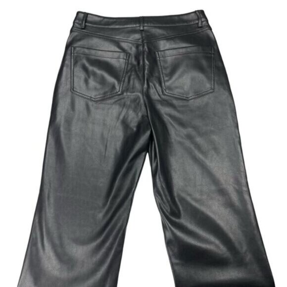 7 For All Mankind Vegan Faux Leather Easy Slim Pant In Black Womens Size Small - Picture 9 of 9